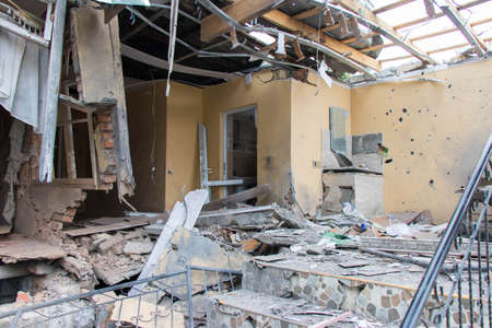 The destruction and remnants of war caused by the armenian military. Karabakh war between Azerbaijan...