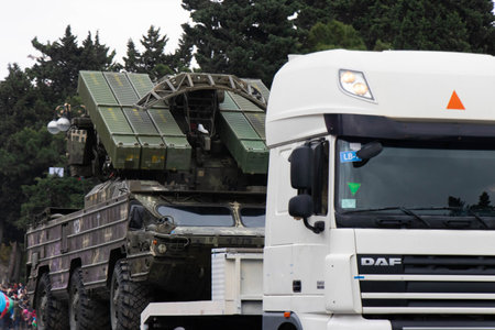 9K33 Osa or SA-8 Gecko: Destroyed and captured by the Azerbaijani army. Baku - Azerbaijan: 10 December 2020. Defeat of the Armenian armyのeditorial素材