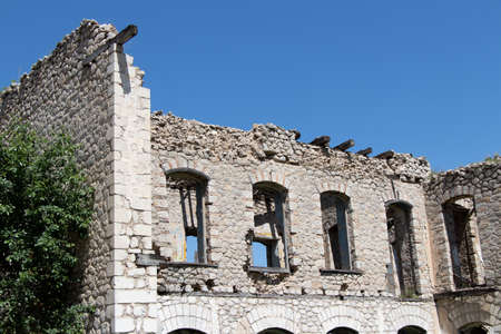 Shusha - Azerbaijan. Ruins of buildings in mountainous Karabakh destroyed by war. After the warの写真素材