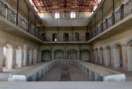The historical bazaar of Shusha city - Azerbaijan: 1 June 2022. Medieval buildings of Shusha after the Karabakh war.のeditorial素材