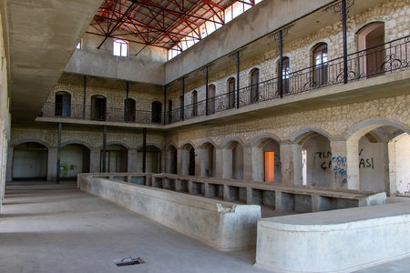 The historical bazaar of Shusha city - Azerbaijan: 1 June 2022. Medieval buildings of Shusha after the Karabakh war.のeditorial素材