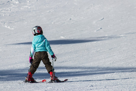 Little skier. Theme of winter sports. Shahdag Resort - Azerbaijan: 27 January 2019のeditorial素材