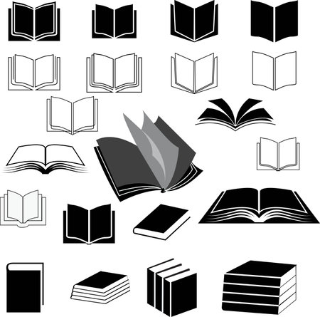Book set vector editable file silhouetteのイラスト素材