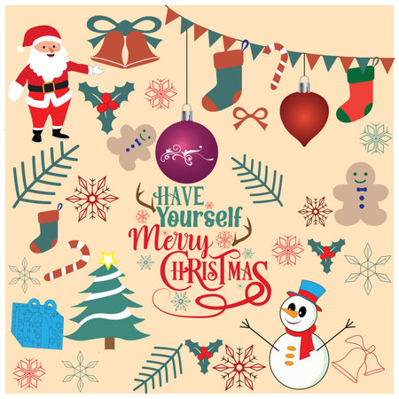 Christmas element icons vector setのイラスト素材
