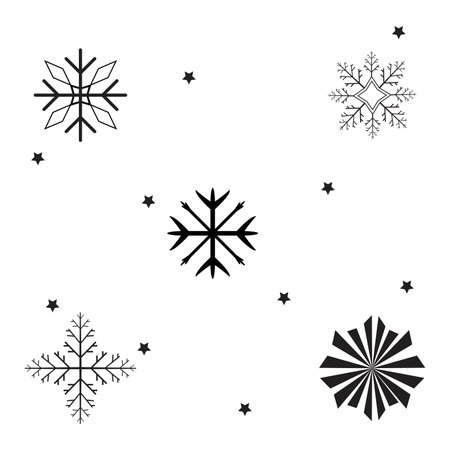Snowflakes icon set. Simple set of snowflakes vector icons for design on white backgroundのイラスト素材