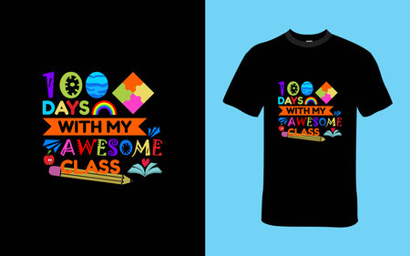 100 Days With my Awesome Class T-shirtのイラスト素材