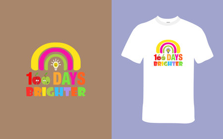 100 Days Brighter T shirt Designのイラスト素材