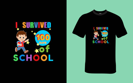 I Survived 100 days of School T Shirt Designのイラスト素材