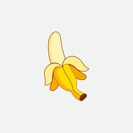 A vibrant and realistic illustration of a banana being peeled, perfect for food-related designs, healthy eating themes, and tropical motifs.のイラスト素材