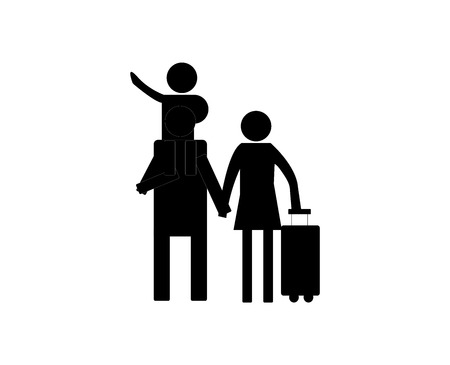 Family Resting Having Vacation. Healthy Life Concept. Stick Figure Vector Pictogram Iconの写真素材