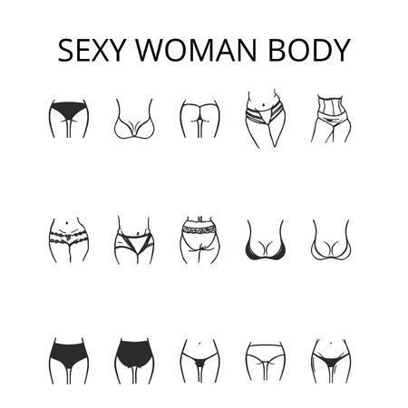 Woman Underwear icon setのイラスト素材