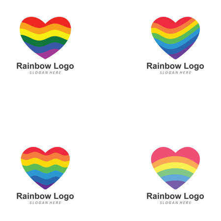 Rainbow heart love symbol icon with colorfulのイラスト素材