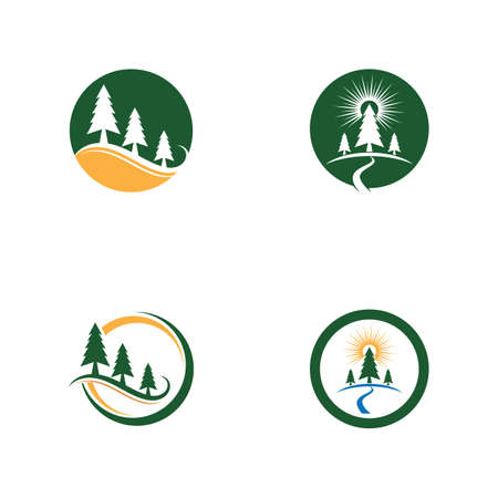 Cedar tree Logo template illustration designのイラスト素材