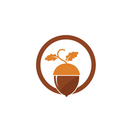 Acorn oak logo illustration vectorのイラスト素材