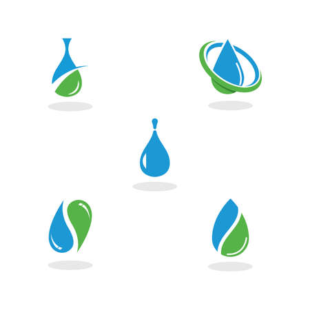 set of water drop logo and symbol design vectorのイラスト素材