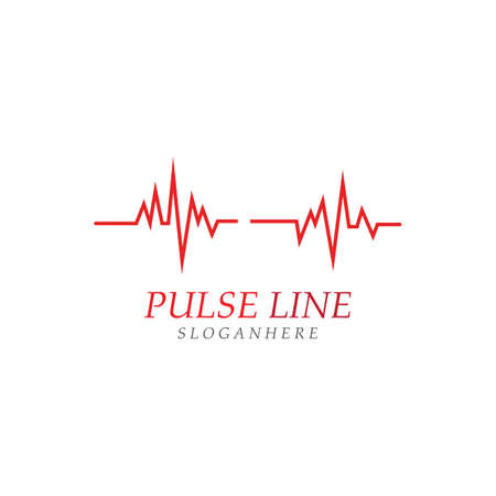 Pulse line red logo vector iconのイラスト素材