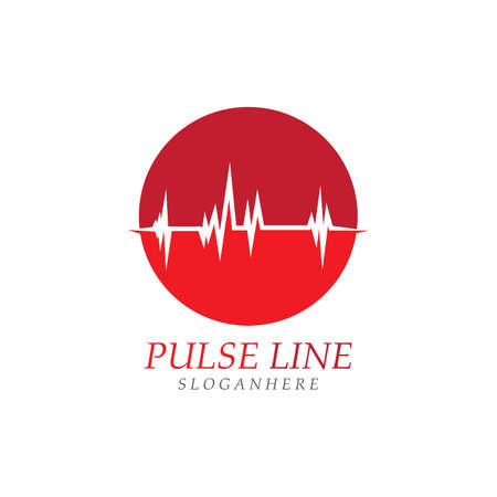 Pulse line red logo vector iconのイラスト素材