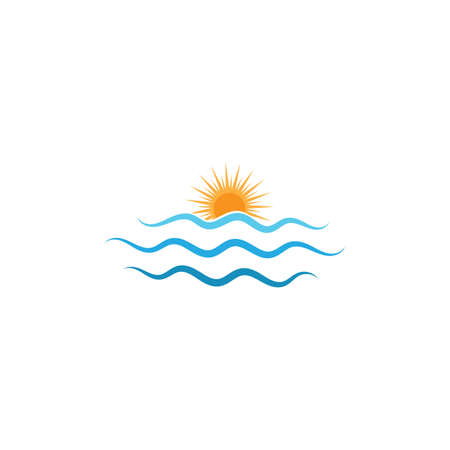 Water wave and sun icon vector illustration design logoのイラスト素材