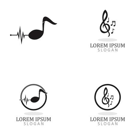 note music logo and symbol template vector iconのイラスト素材