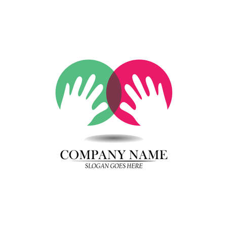 Hand and Love Logo Design icon templateのイラスト素材