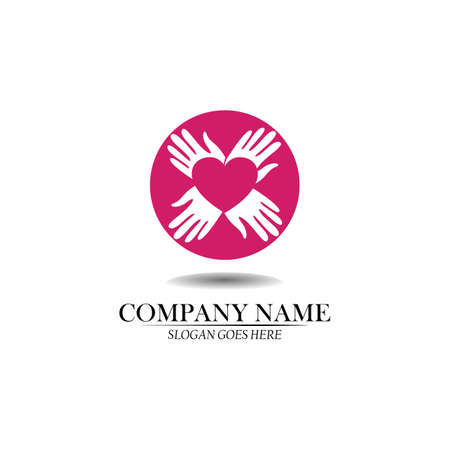 Hand and Love Logo Design icon templateのイラスト素材