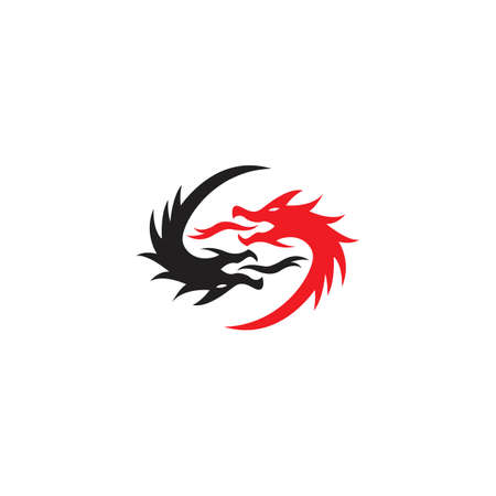 Head dragon flat color logo template vector illustrationのイラスト素材