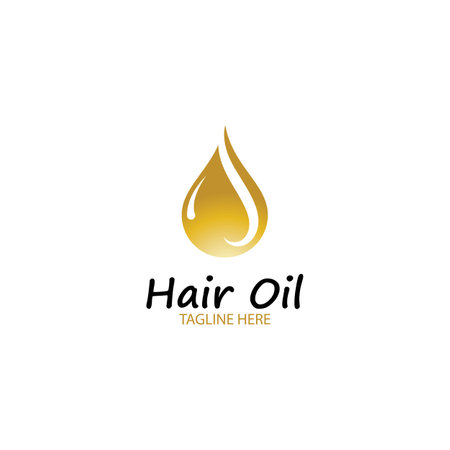 hair oil essential logo with drop oil and hair logo symbol-vectorのイラスト素材