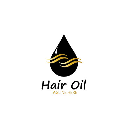 hair oil essential logo with drop oil and hair logo symbol-vectorのイラスト素材