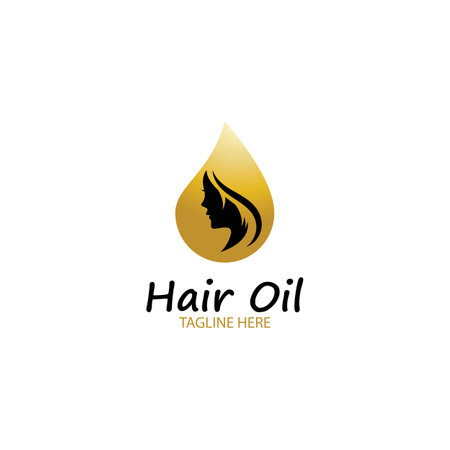 hair oil essential logo with drop oil and hair logo symbol-vectorのイラスト素材
