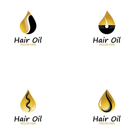 hair oil essential logo with drop oil and hair logo symbol-vectorのイラスト素材