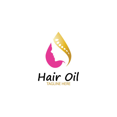 hair oil essential logo with drop oil and hair logo symbol-vectorのイラスト素材