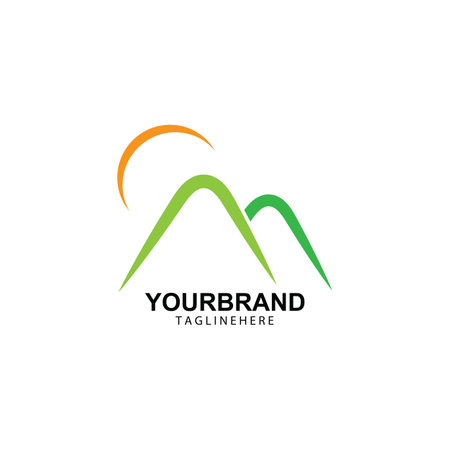 Mountain sun logo design concept template vectorのイラスト素材