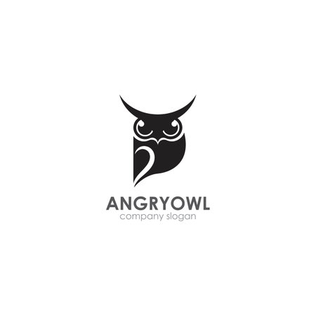 Angry Owl Logo Template Design Vector, Emblem, Design Concept, Creative Symbol, Iconのイラスト素材