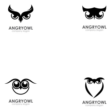 Angry Owl Logo Template Design Vector, Emblem, Design Concept, Creative Symbol, Iconのイラスト素材
