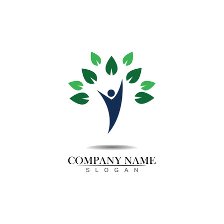 Tree human logo design. Human life logo iconのイラスト素材