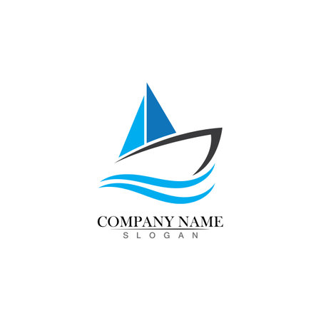 Ocean cruise liner ship silhouette simple linear logoのイラスト素材