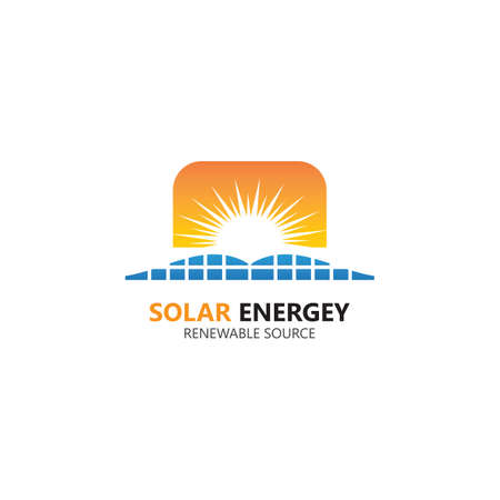 solar panel electricity renewable energy vector logo design templateのイラスト素材