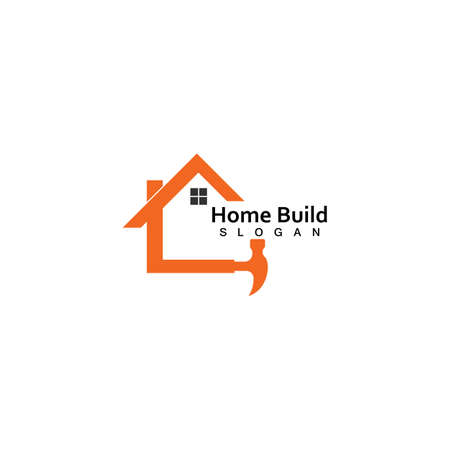 Creative Home Construction Logo With Hammer Symbolのイラスト素材