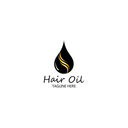 hair oil essential logo with drop oil and hair logo symbol-vectorのイラスト素材