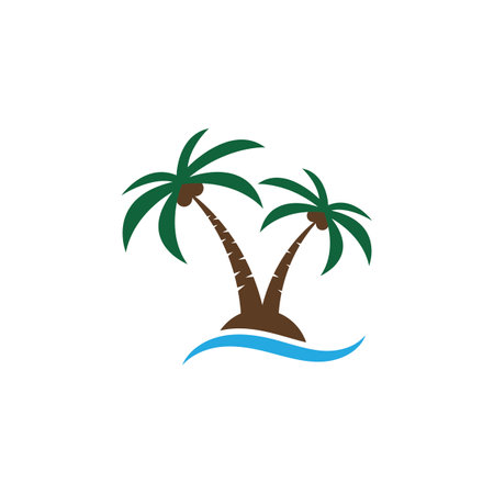 Palm or coconut tree summer logo template vector illustrationのイラスト素材