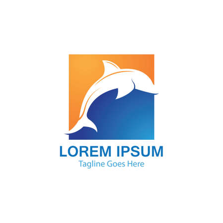 Dolphin smart fish jump logo in the sea template designのイラスト素材