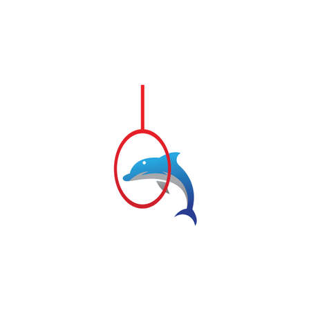 Dolphin smart fish jump logo in the sea template designのイラスト素材
