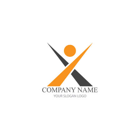 X Letter and People logo template vector iconのイラスト素材