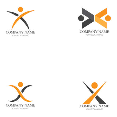 X Letter and People logo template vector iconのイラスト素材
