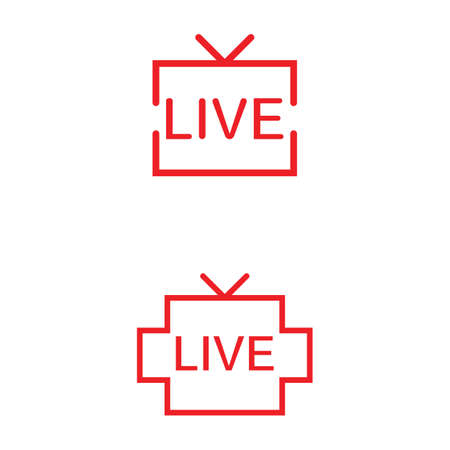live streaming icon. Red symbol and button of live streaming, broadcasting, online stream. Lower third template for tv, show, movie and live performance. Vectorのイラスト素材