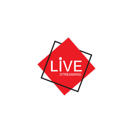 live streaming icon. Red symbol and button of live streaming, broadcasting, online stream. Lower third template for tv, show, movie and live performance. Vectorのイラスト素材