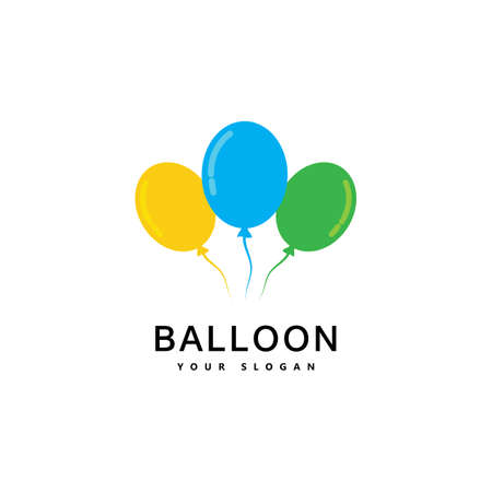 Balloon logo design. Happiness logotype concept. Celebration air balloon symbol.のイラスト素材