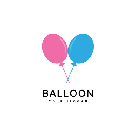 Balloon logo design. Happiness logotype concept. Celebration air balloon symbol.のイラスト素材