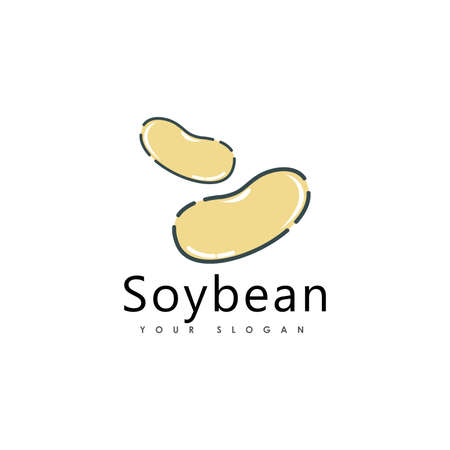 Soybean vector flat illustration. Organic legumes beansのイラスト素材