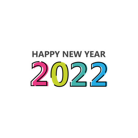 Happy New Year 2022 text design. Cover of business diary for 2022 with wishes. Brochure design template  card  banner. Vector illustration. Isolated on white background.のイラスト素材